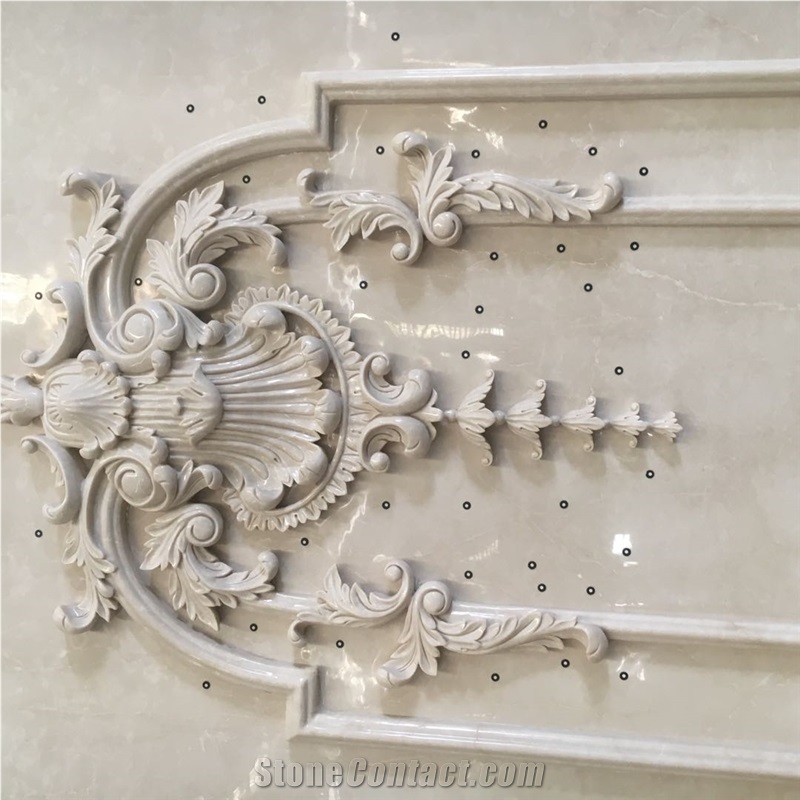 3D carving marble wall mirror frame panel CNC stone decor 