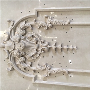 3D carving marble wall mirror frame panel CNC stone decor 