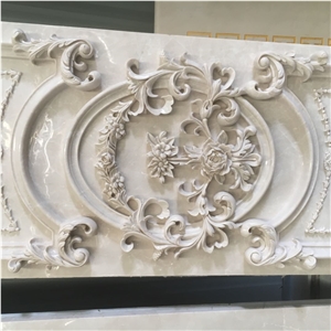 CNC marble wall decor panel 3D beige marble wall decor frame