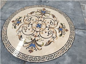 crema marfil waterjet floor medallion black portoro carpet
