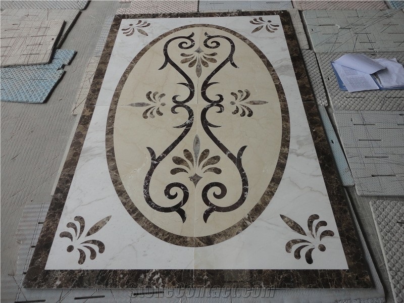 dark emperador floor carpet medallion volakas waterjet 