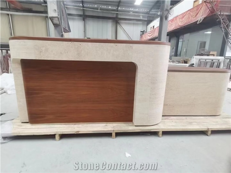 ivory travertine retail display counter stone bank top