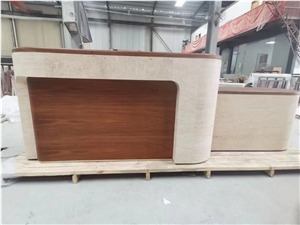 ivory travertine retail display counter stone bank top