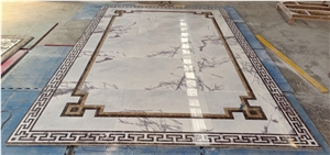marble floor waterjet medallion milas white carpet rosettes