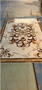 marble waterjet carpet floor medallion light emperador 