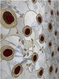 marble waterjet mosaic floor medallion calacatta carpet marble waterjet mosaic floor medallion calacatta carpet