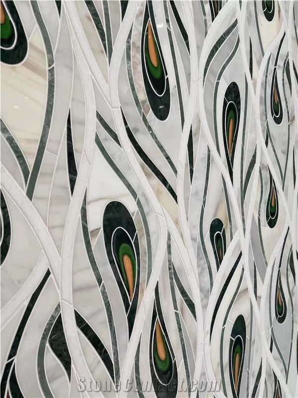 marble waterjet mosaic floor medallion calacatta carpet