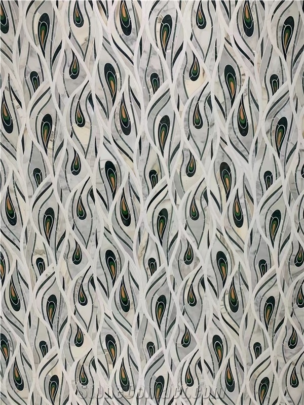 marble waterjet mosaic floor medallion calacatta carpet