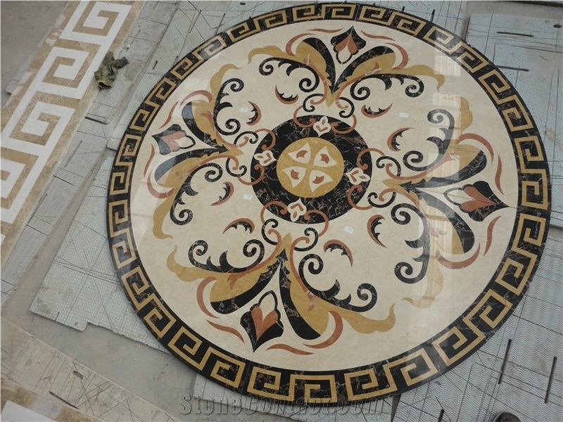michaelangelo floor waterjet medallion crema marfil carpet
