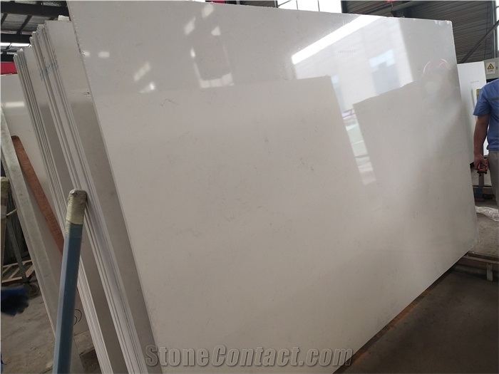 Frosty carrara quartz slab