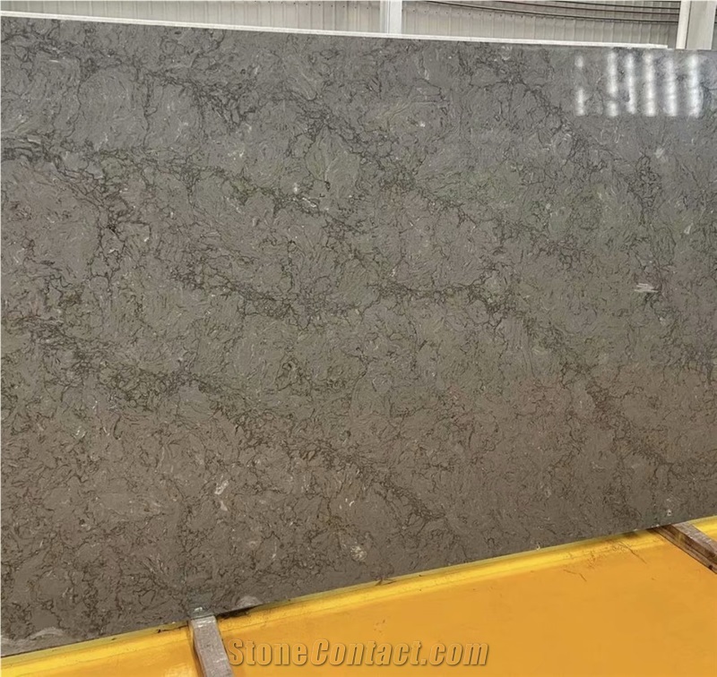 Artificial Engineered Ash Grey marble Quartz Stone Slabs