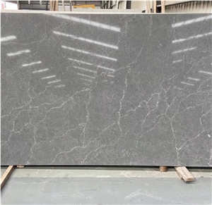 Artificial Engineered Ash Grey marble Quartz Stone Slabs