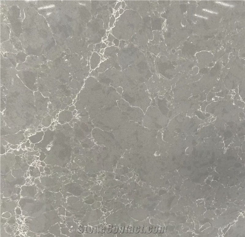Artificial Engineered Ash Grey marble Quartz Stone Slabs