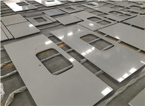 Artificial Engineered Pure Grey marble Quartz Countertop