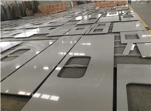 Artificial Engineered Pure Grey marble Quartz Countertop