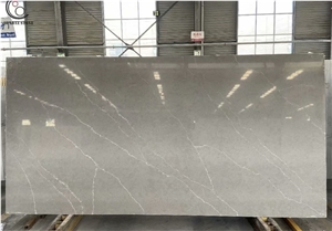 Artificial Engineered Pure Grey marble Quartz Slab Tile