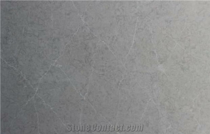 Artificial Engineered Pure Grey marble Quartz Slab Tile