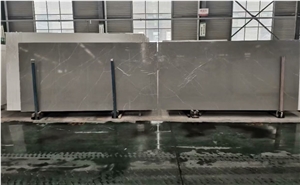 Artificial Engineered Pure Grey marble Quartz Slab Tile