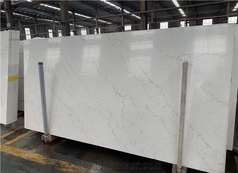 Caesarstone Artificial Carrara White Quartz Stone Slab Tiles
