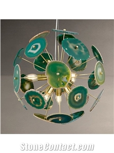 Agate Semiprecious Stone Multicolor Design Ceiling Lamp