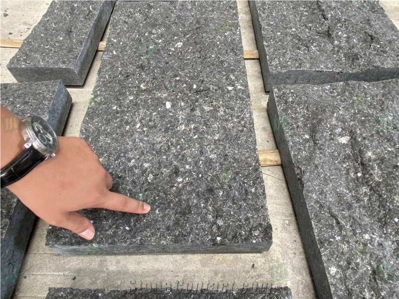 Angola Black Granite Natural Split Surface Prefab Wall Tiles