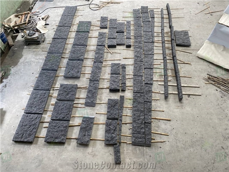 Angola Black Granite Natural Split Surface Prefab Wall Tiles