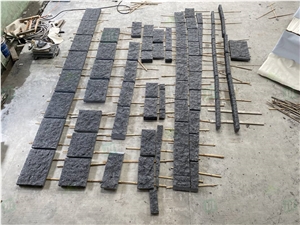 Angola Black Granite Natural Split Surface Prefab Wall Tiles