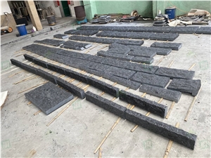 Angola Black Granite Natural Split Surface Prefab Wall Tiles