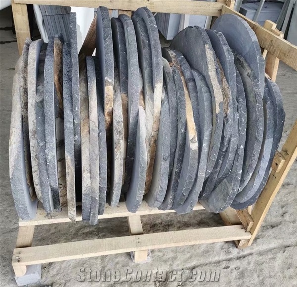 China black Bluestone with Veins Basalt Round Paver Tiles