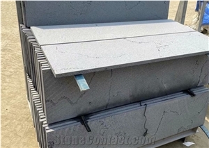 China Honed Black Basalt Hainan Black Basalt Lava Stone tile
