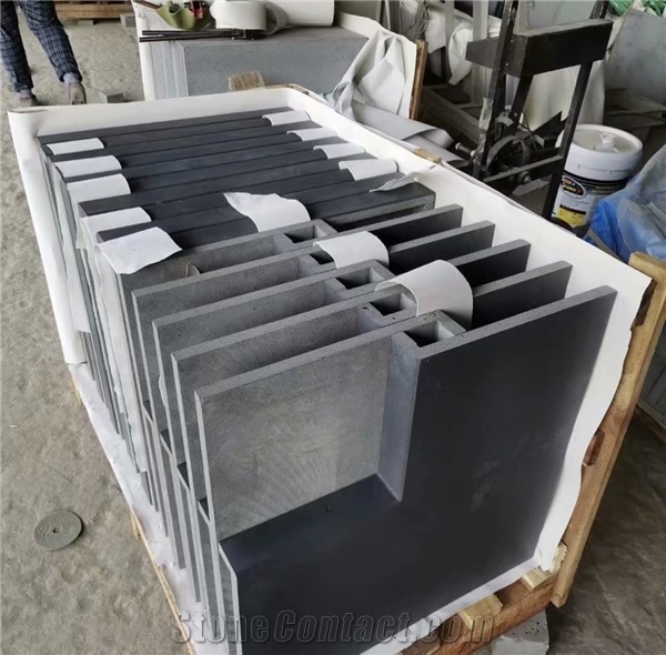 China Honed Black Basalt Hainan Black Basalt Lava Stone tile