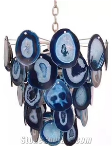 Multi-color Ceiling Lamp Agate Blue Green Semiprecious Stone