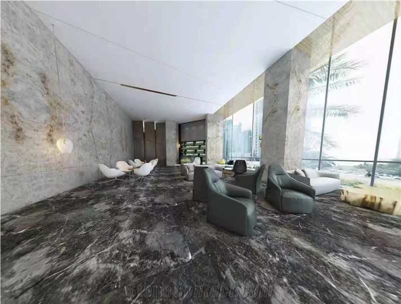 Customized Marble Slab Starry Grey polished  For Decoration