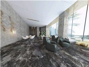 Customized Marble Slab Starry Grey polished  For Decoration