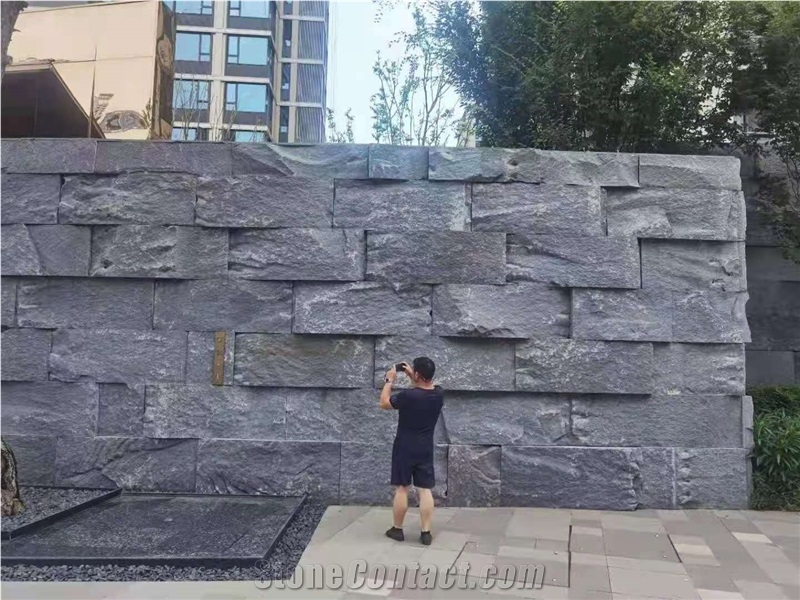 China G654 Black Granite Split Wall Cladding Slabs
