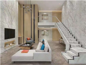 Italy Bianco Carrara White Marble Polished Stair Treads