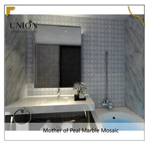 China Statuary White And Pearl Shell Mixed Marble Tiles