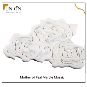 Rose Pattern Design Mother of Pearl Mix White Marble Tiles