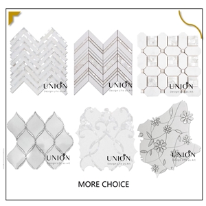 Rose Pattern Design Mother of Pearl Mix White Marble Tiles
