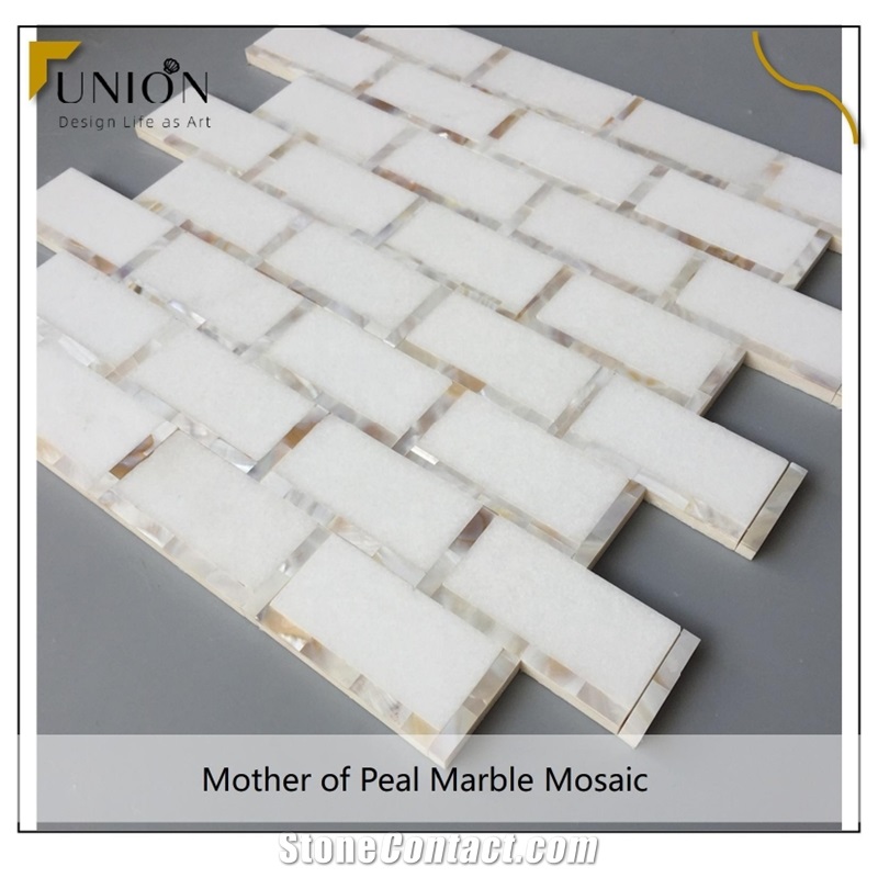 Subway Shell Mosaic Mother of Pearl Mix White Marble Tiles