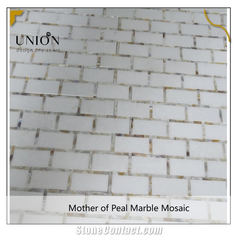 Subway Shell Mosaic Mother of Pearl Mix White Marble Tiles