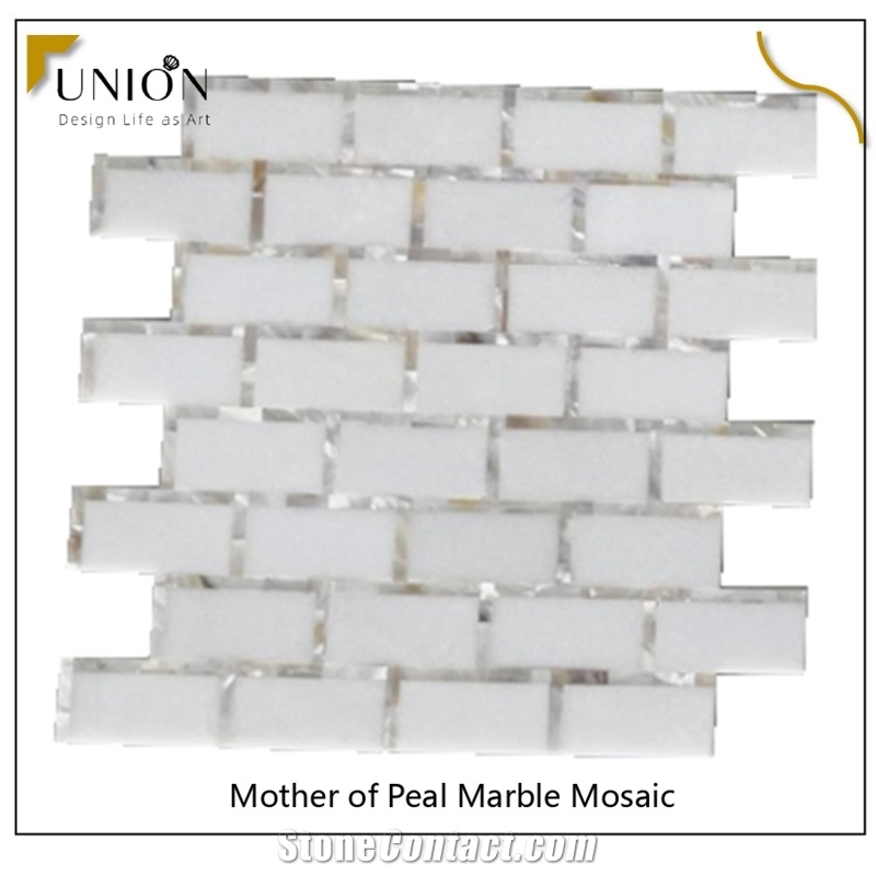 Subway Shell Mosaic Mother of Pearl Mix White Marble Tiles