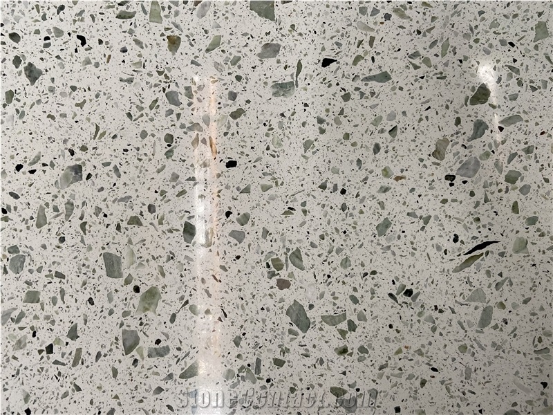 Green Terrazzo stone slab tile wall 