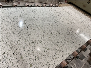 Green Terrazzo stone slab tile wall 