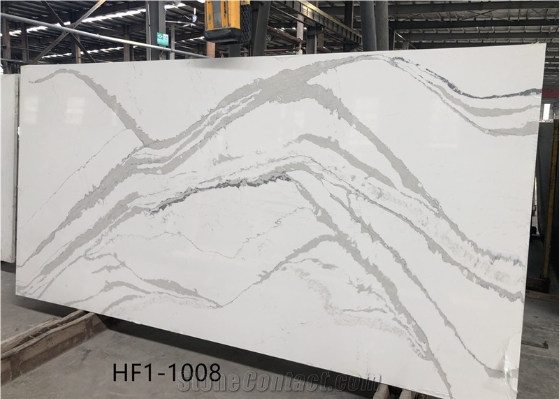 man-made quartz white stone calacatta marble slabs
