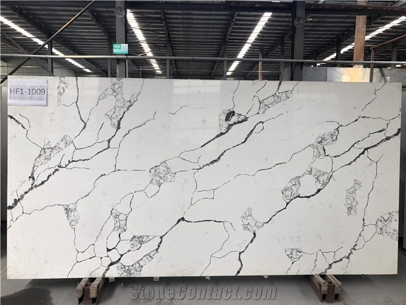 man-made quartz white stone calacatta marble slabs