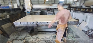 Golden beige marble tile slab skirting building stone