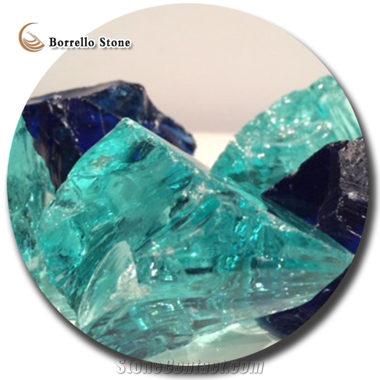 sea blue color crushed glass rocks