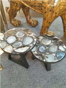 Modern coffee table top with onyx gemstone Marble slab
