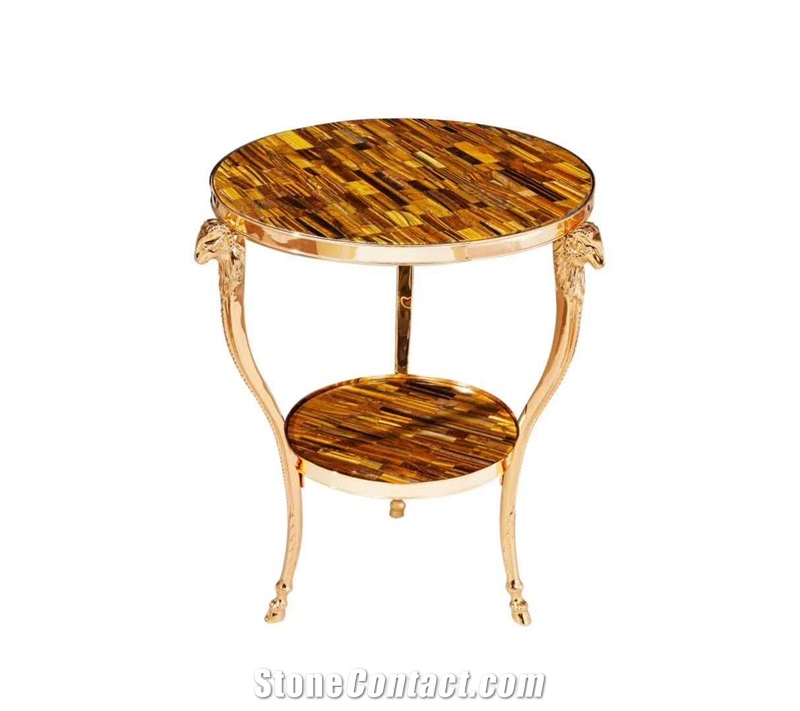 Stainless Steel Corner Table Gemstone  Table Top